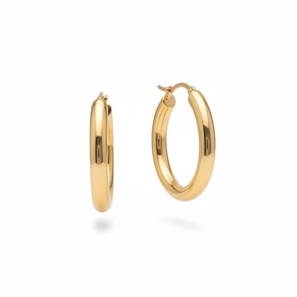 And Now This Jewelry - And Now This 18K Gold Over Brass Hoop Earrings